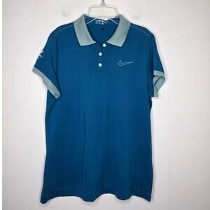Nike Golf teal cotton blend short sleeve polo shirt with logo - large